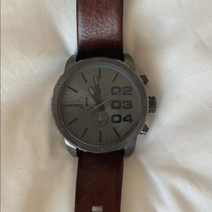 Diesel leather band Gunmetal face watch